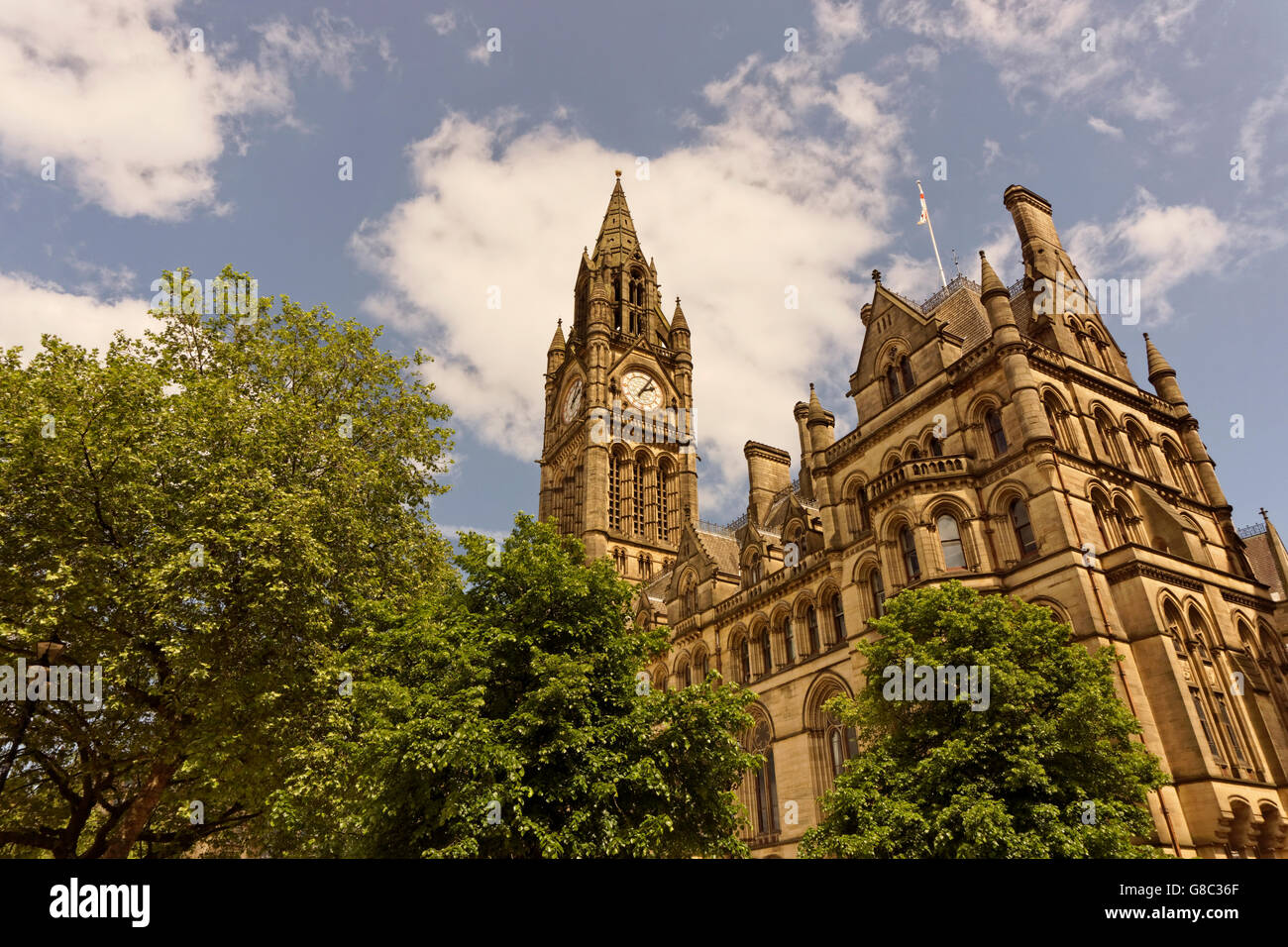 Rathaus von Manchester, Albert Square, Manchester City Centre, England. Stockfoto