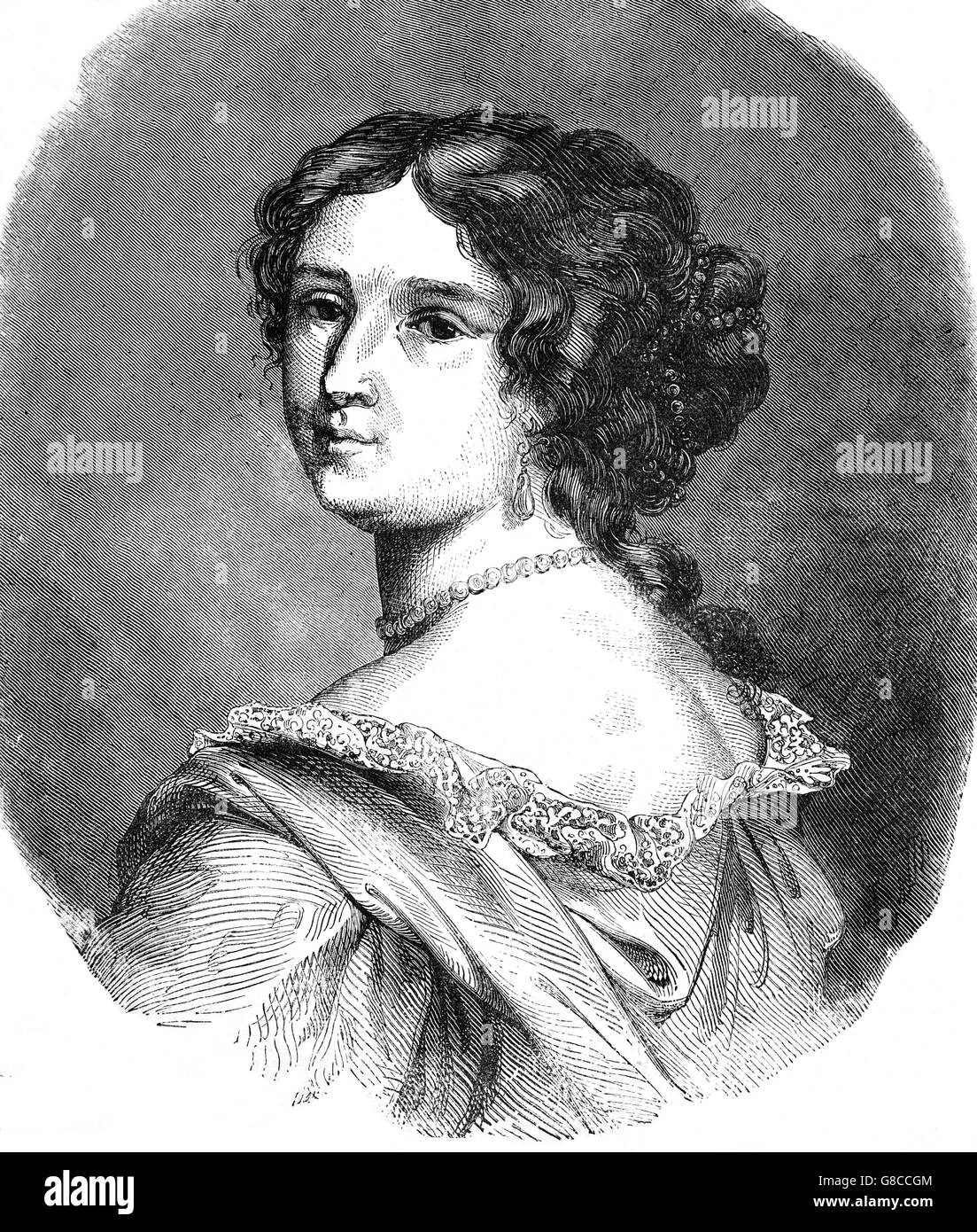 Françoise d'Aubigné, Marquise de Maintenon war die zweite Frau von König Louis XIV von Frankreich und bekannt als Madame de Maintenon. Heirat mit dem König wurde nie offiziell angekündigt oder zugelassen, obwohl sie bei Hofe sehr einflussreich war. Stockfoto