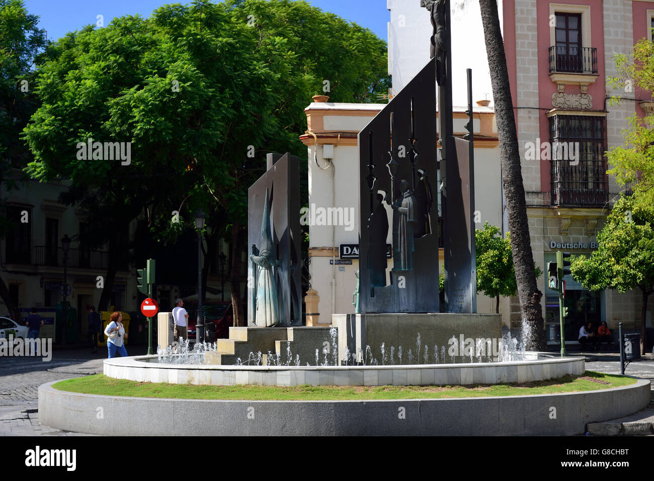 Brunnen, Alameda Marques de Casa Domecq, Jerez De La Frontera, Andalusien, Spanien Stockfoto