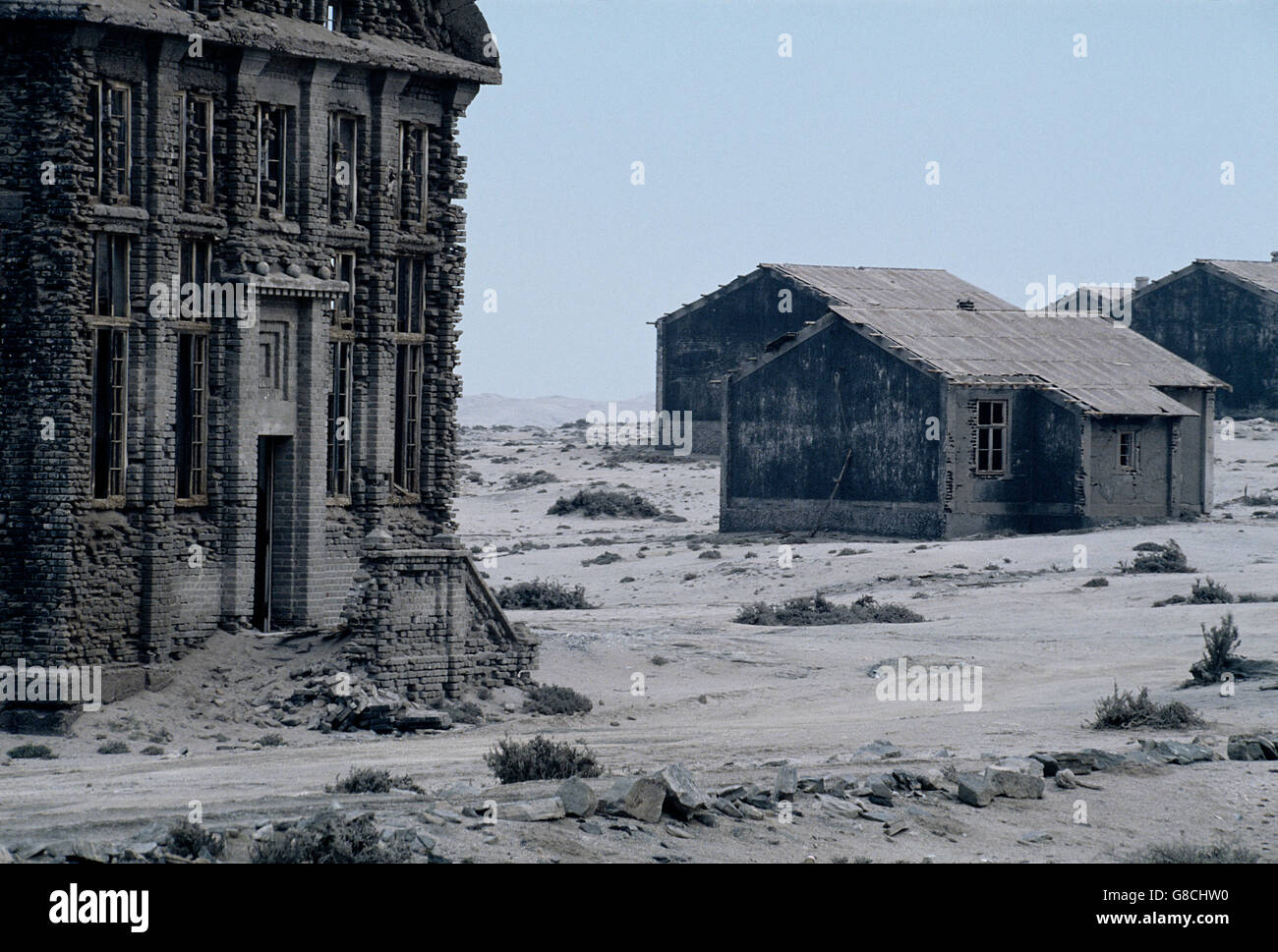 Verlassene Gebäude, Elizabeth Bay, Kunst, Namibia. Stockfoto