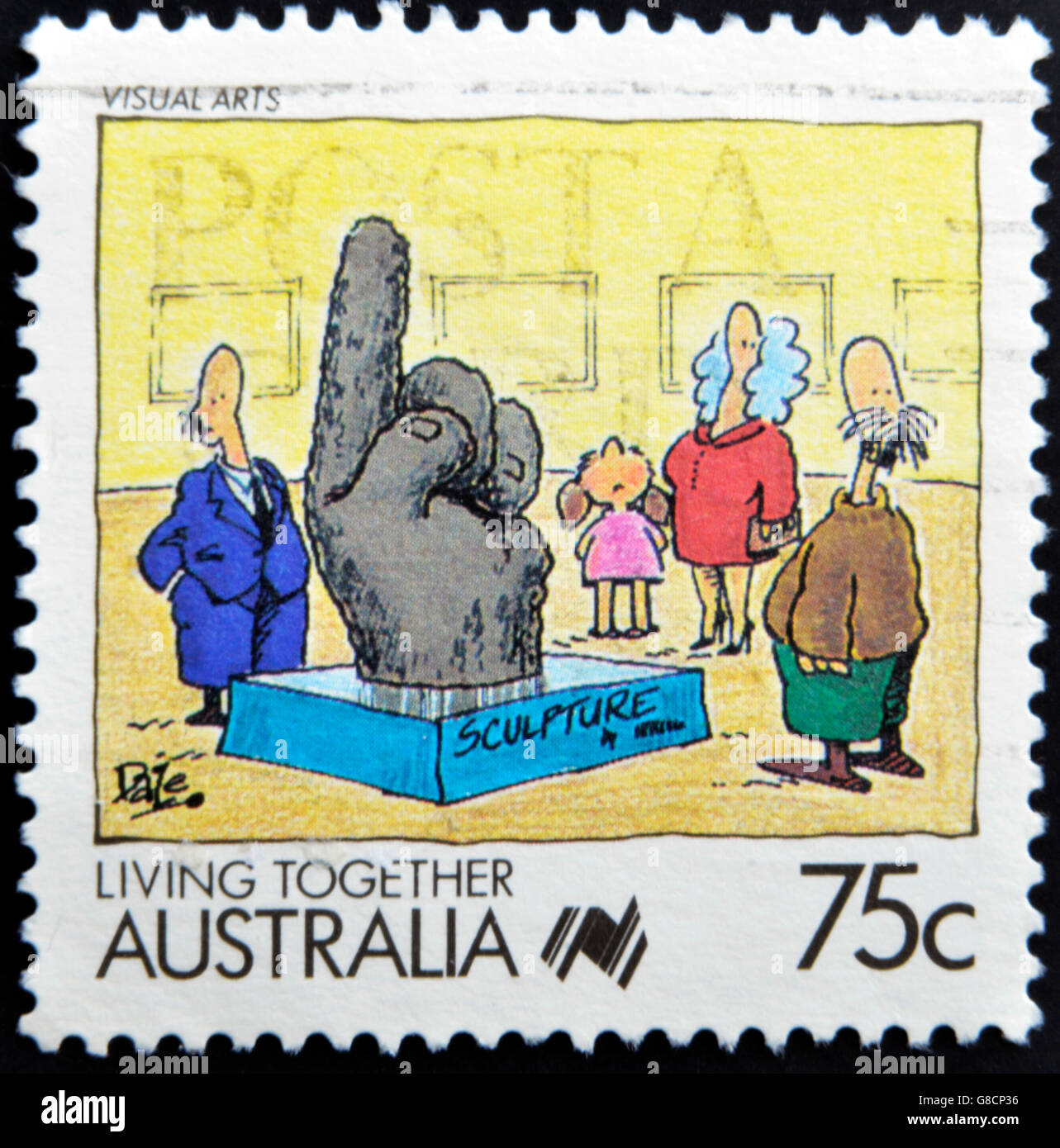 Australien - ca. 1988: Eine Briefmarke gedruckt in Australien zeigt Living Together, bildende Kunst, ca. 1988 feiern Stockfoto