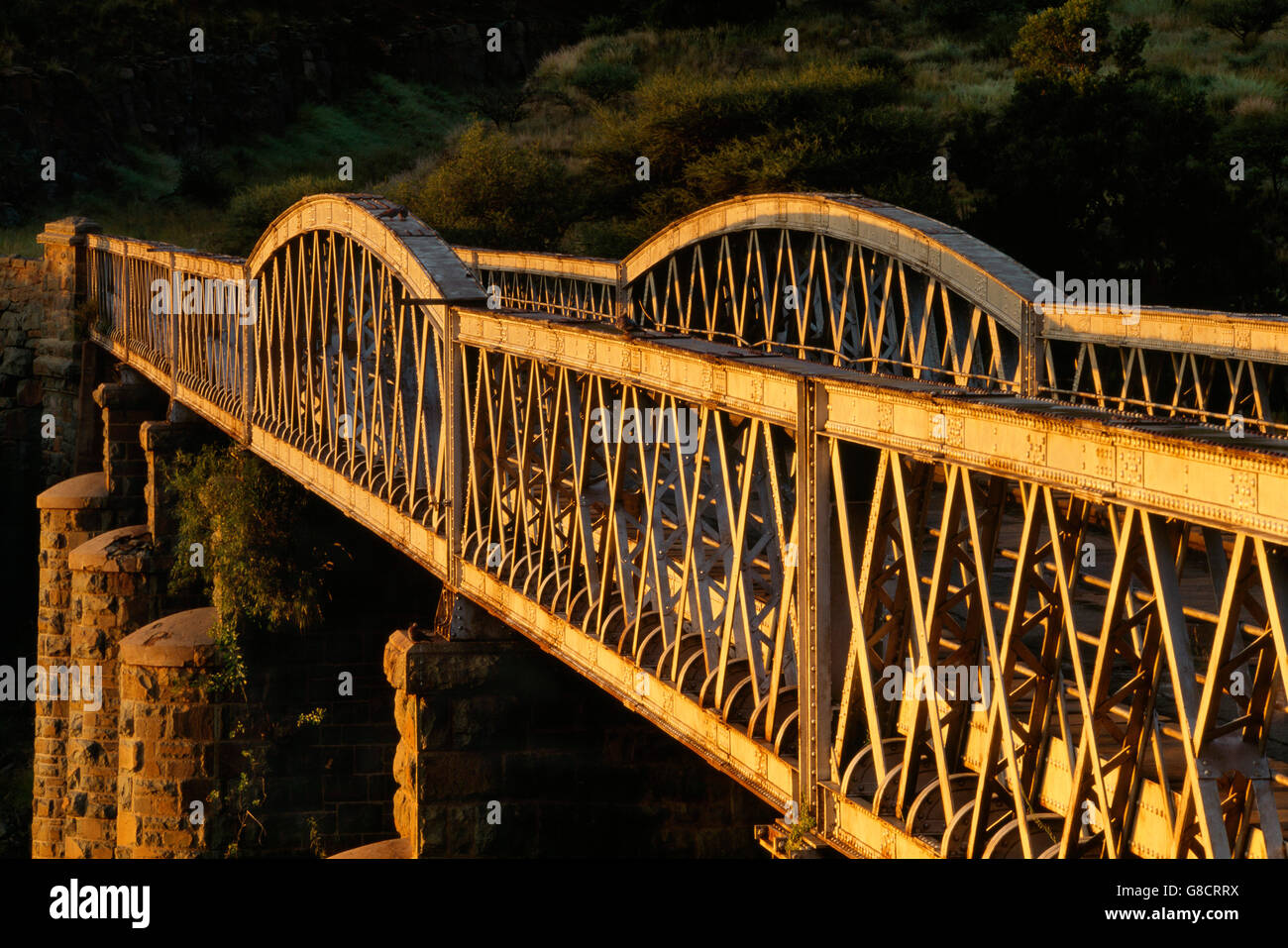 Alte Brücke, Barkley West, Northern Cape, Südafrika. Stockfoto