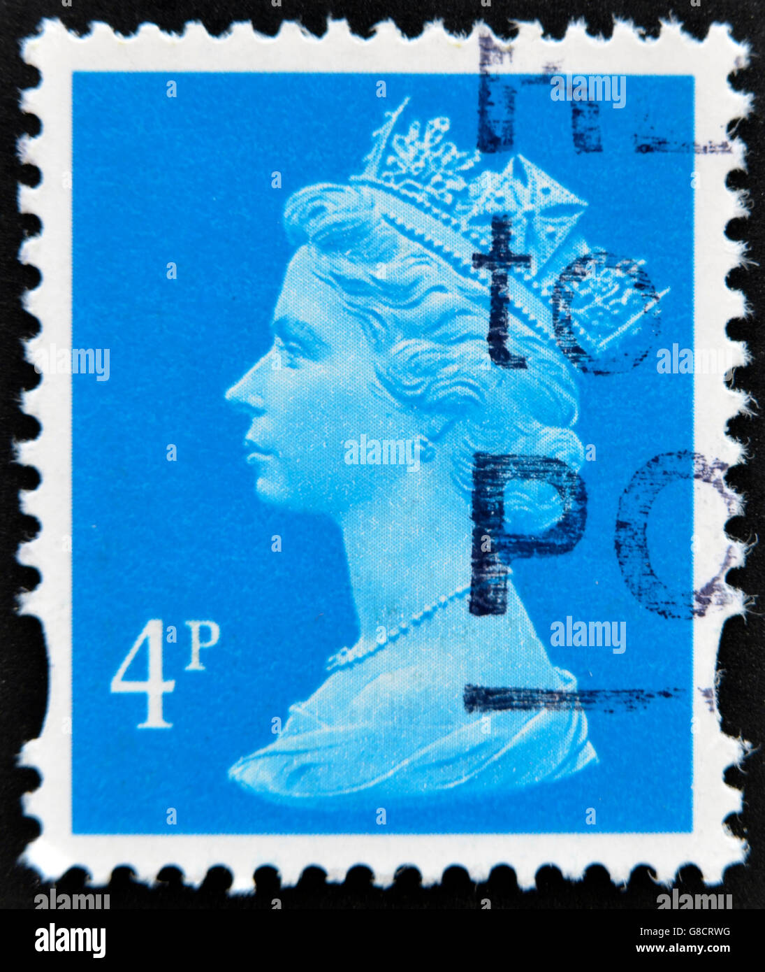 Vereinigtes Königreich - ca. 1971: Dienststempelabdruck gedruckt in Großbritannien, Portrait von Königin Elizabeth 2., ca. 1971 Stockfoto