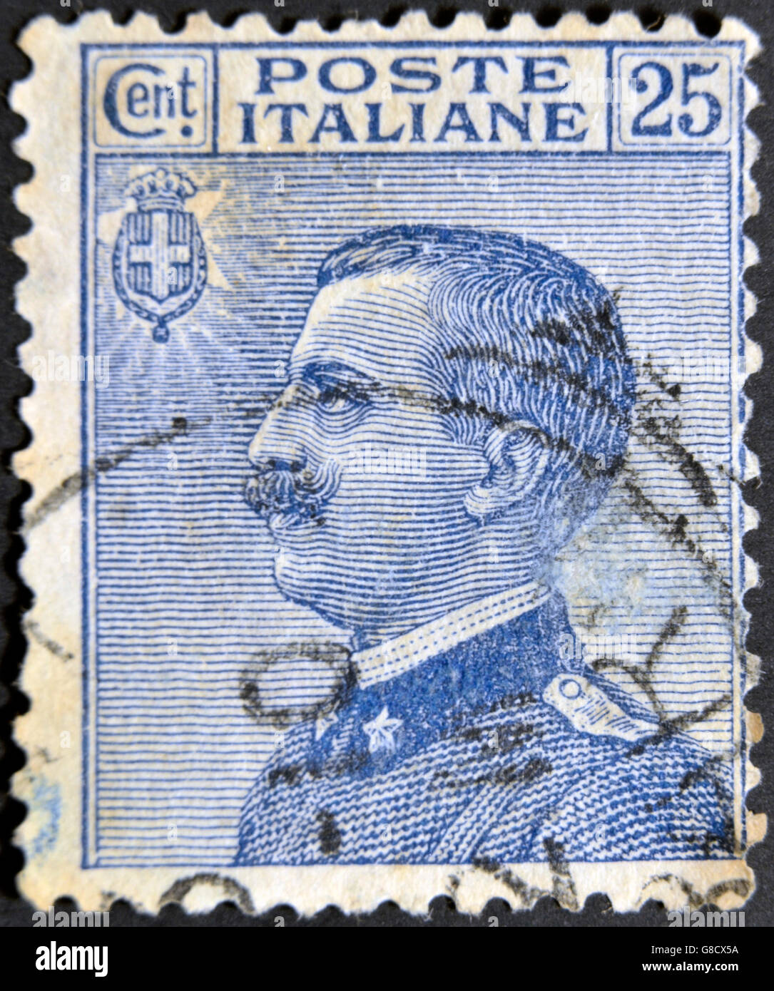Italien - ca. 1908: Eine Briefmarke gedruckt in Italien, zeigt der König von Italien Victor Emmanuel III, ca. 1908 Stockfoto