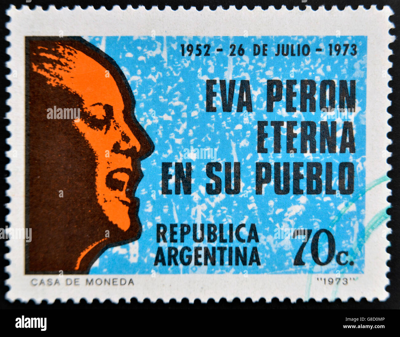 Argentinien - CIRCA 1973: Eine Briefmarke gedruckt in Argentinien zeigt Eva Peron, ca. 1973 Stockfoto
