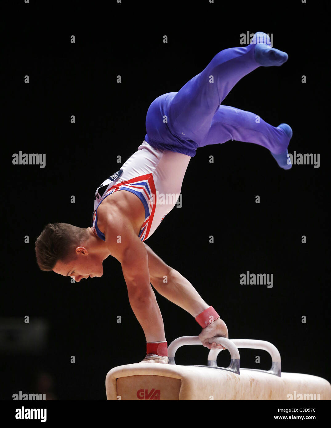 Gymnastik - Weltmeisterschaften 2015 - Tag sechs - das SSE Hydro. Der britische Brinn Bevan tritt am 6. Tag der Weltmeisterschaften 2015 beim SSE Hydro in Glasgow auf dem Pommel Horse an. Stockfoto