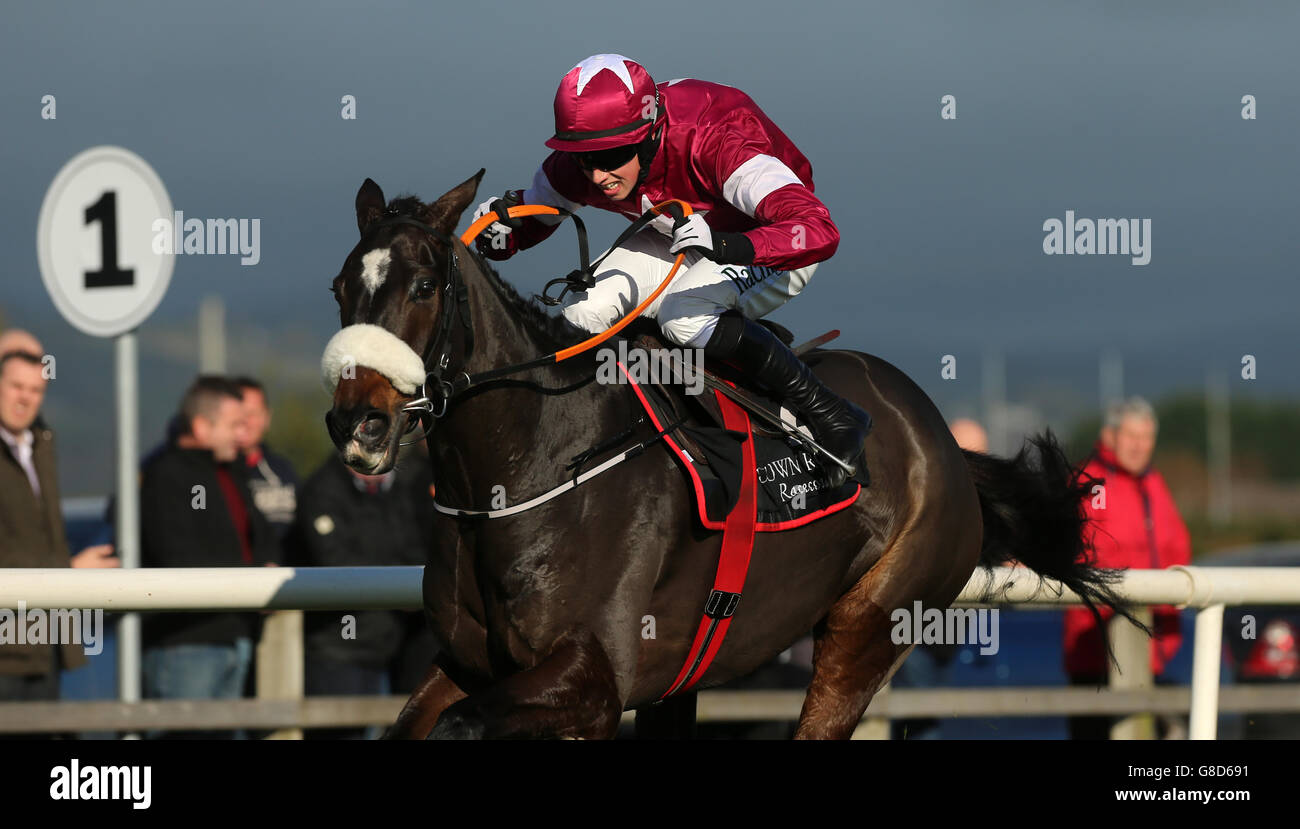 Cobryhill von Bryan Cooper gewinnt die Hürde von Eventsec Maiden am ersten Tag des Northern Ireland Festival of Racing 2015 auf der Down Royal Racecourse, Lisburn, County Down. Stockfoto