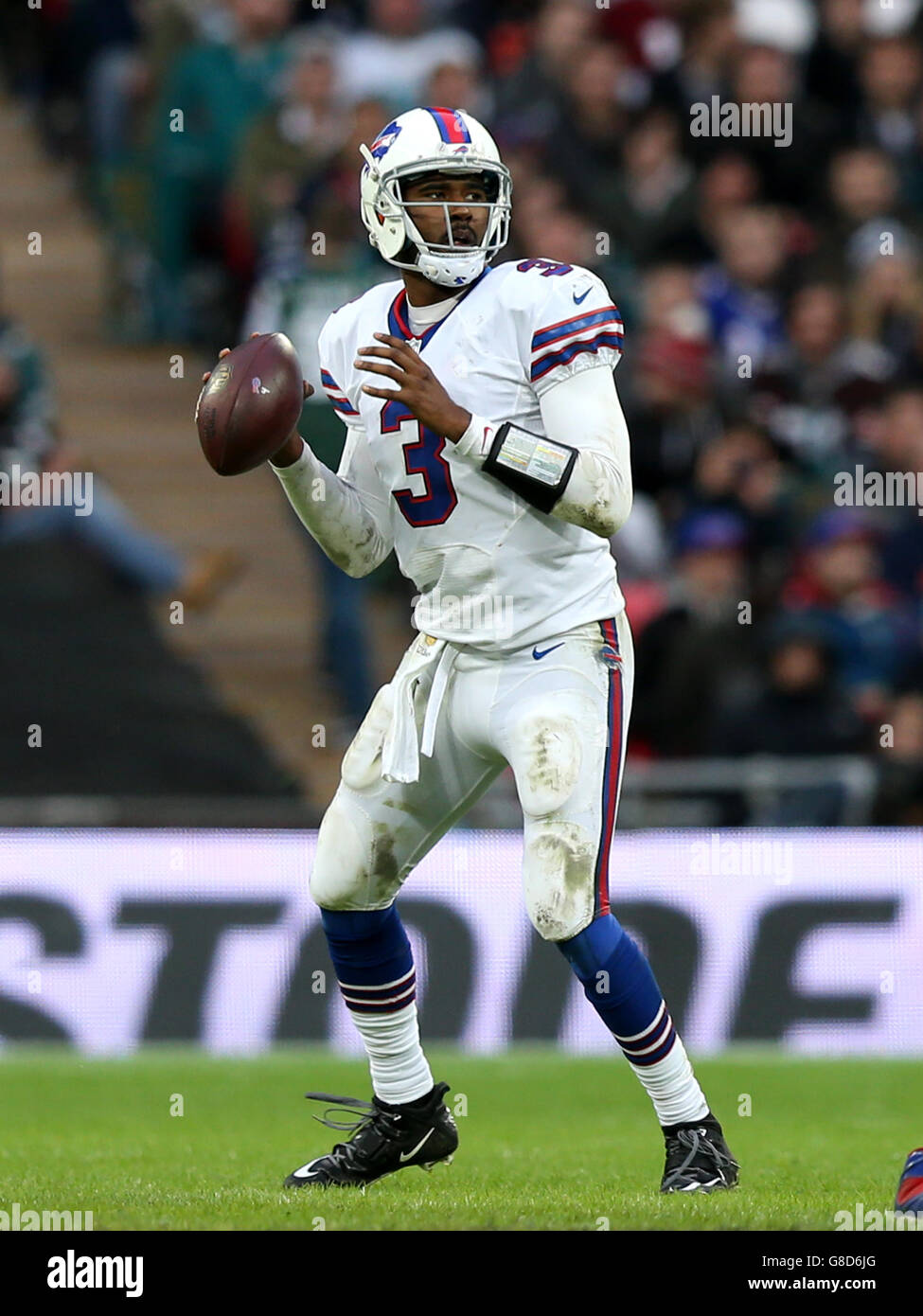 Gridiron - NFL International Series 2015 - Buffalo Bills gegen Jacksonville Jaguars - Wembley Stadium. Buffalo Bills' EJ Manuel Stockfoto