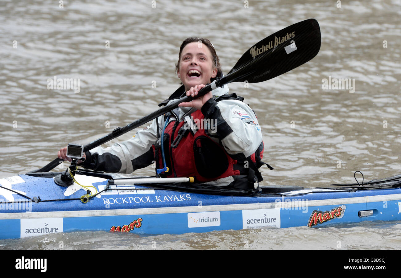 Sarah Outen runden das Angebot der Welt Stockfoto