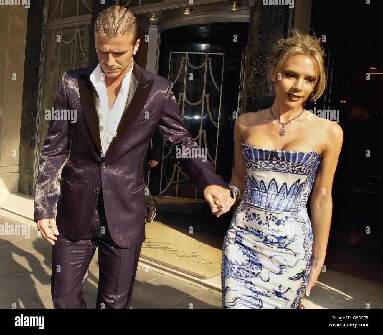 Die Beckhams - Claridge es Restaurant Stockfoto