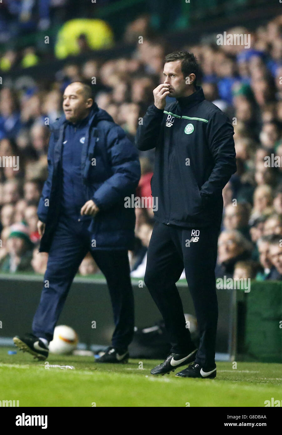 Celtic Manager Ronny Deila beim Spiel der UEFA Europa League im Celtic Park, Glasgow. Stockfoto