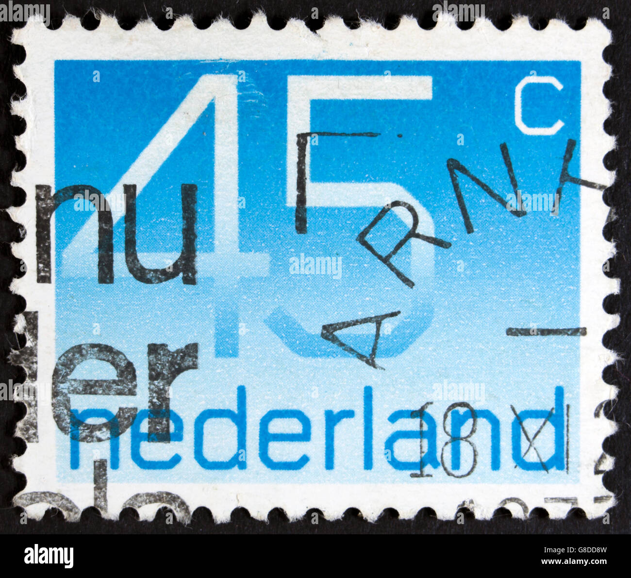 Niederlande - ca. 1982: einen Stempel in den Niederlanden mit einem Wert von 45 Cent gedruckt, bedruckt ca 1982. Stockfoto