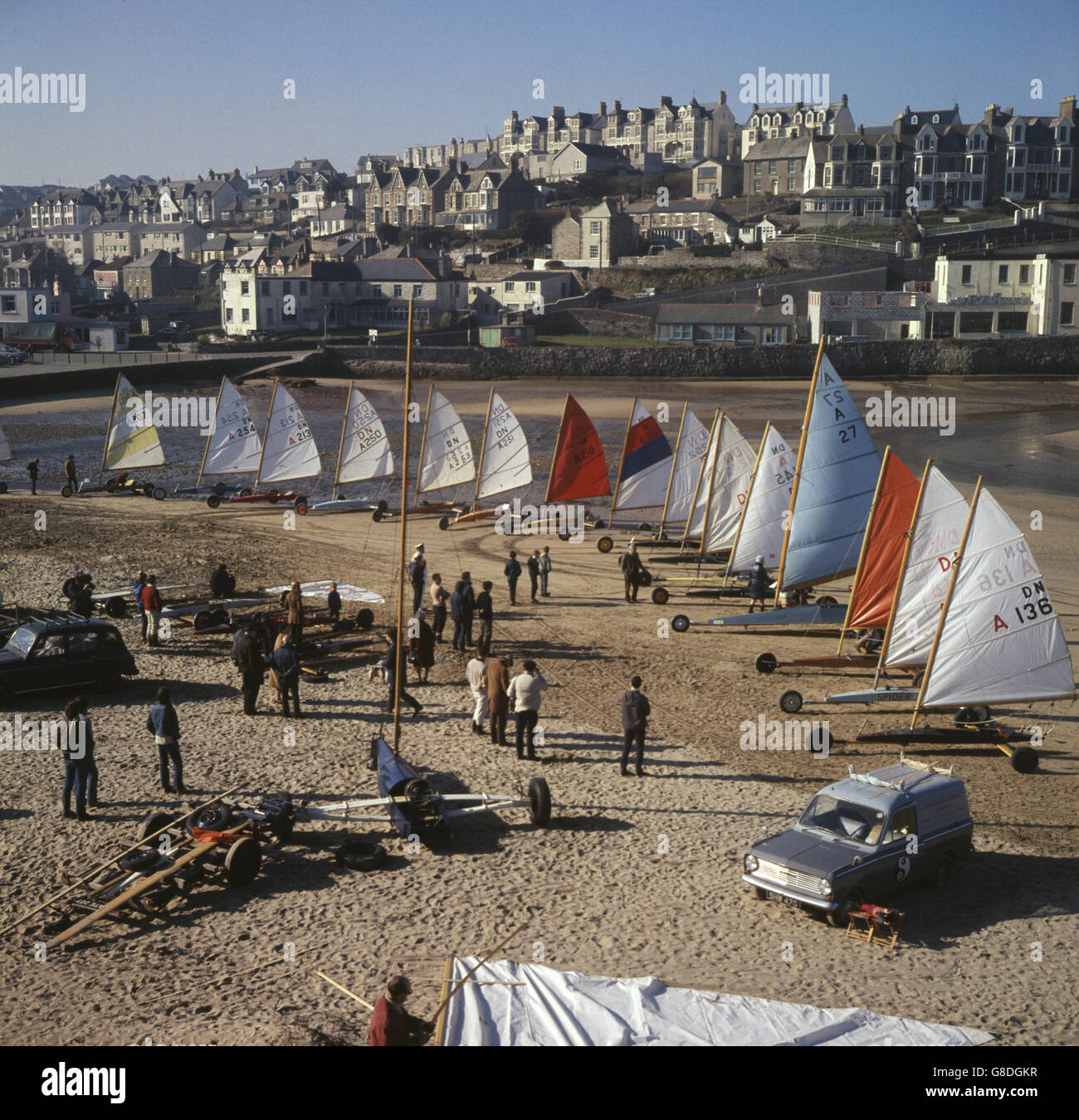 Sport - Strandsegeln - nationale Sand Yacht Meisterschaft - Perranporth, Cornwall Stockfoto