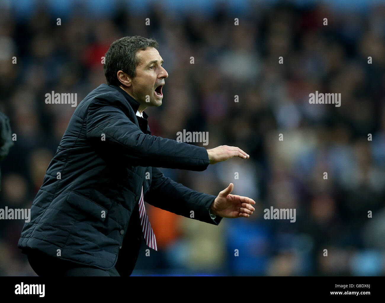 Fußball - Barclays Premier League - Aston Villa gegen Manchester City - Villa Park. Aston Villa Manager Remi Garde Stockfoto