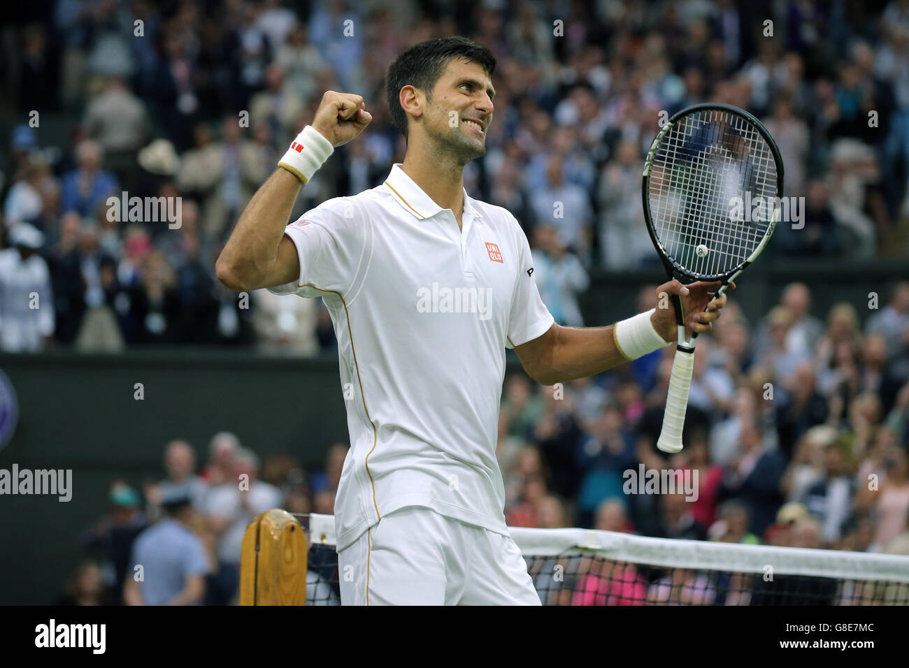 Wimbledon, London, UK. 29. Juni 2016. Novak Djokovic feiert Sieg über Adrian Mannarino Serbien der Wimbledon Championships 2016 der All England Tennis Club, Wimbledon, London, England 29. Juni 2016 die All England Tennis Club, Wimbledon, London, England 2016 Credit: Allstar Bild Bibliothek/Alamy Live-Nachrichten Stockfoto