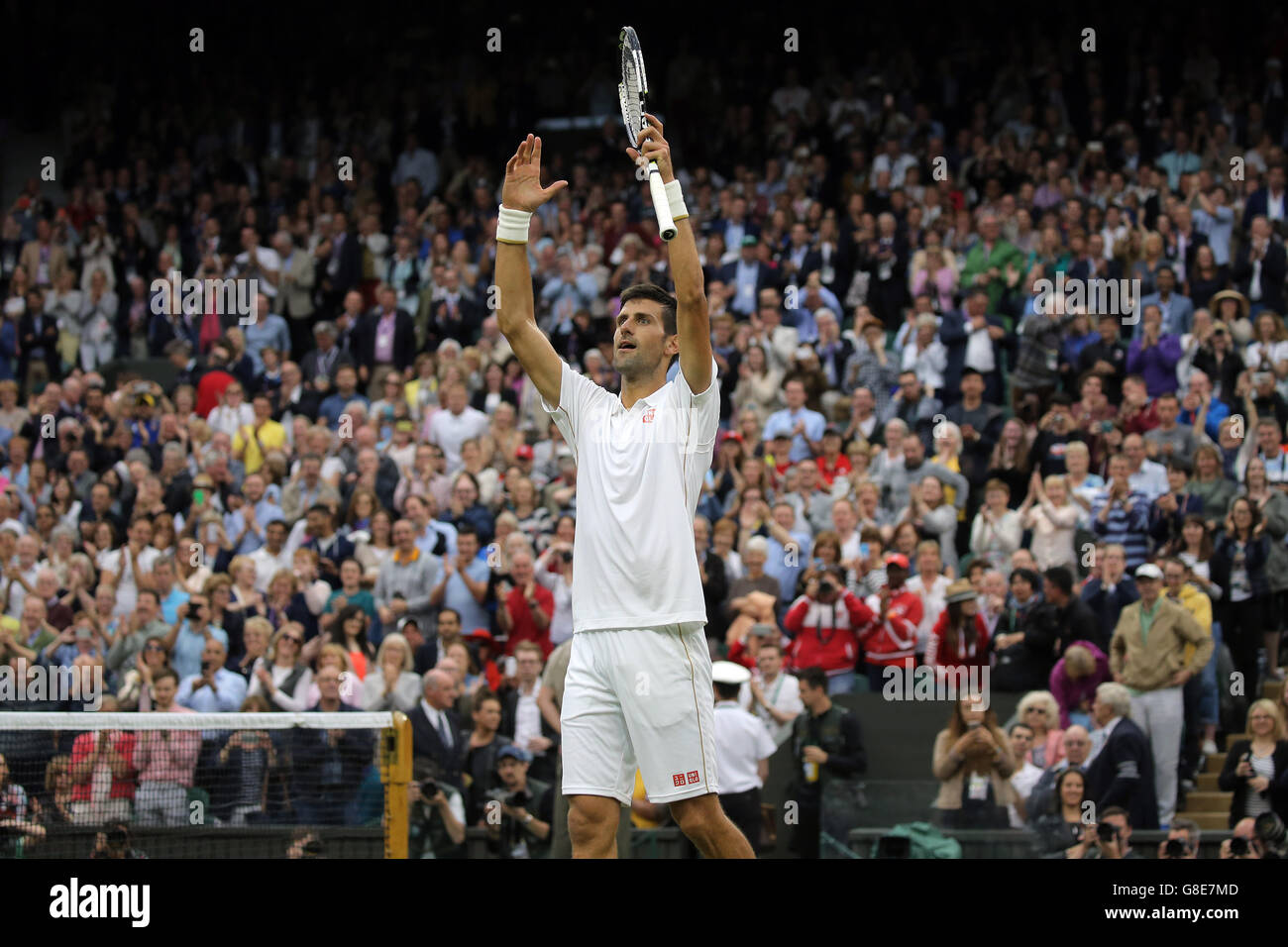 Wimbledon, London, UK. 29. Juni 2016. Novak Djokovic feiert Sieg über Adrian Mannarino Serbien der Wimbledon Championships 2016 der All England Tennis Club, Wimbledon, London, England 29. Juni 2016 die All England Tennis Club, Wimbledon, London, England 2016 Credit: Allstar Bild Bibliothek/Alamy Live-Nachrichten Stockfoto