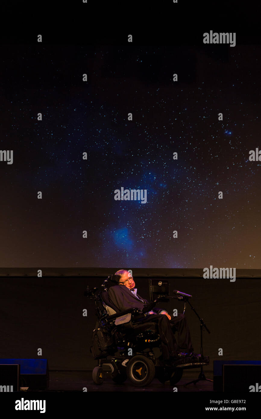 Professor Stephen Hawking eine Rede des Starmus-Festivals. Stockfoto