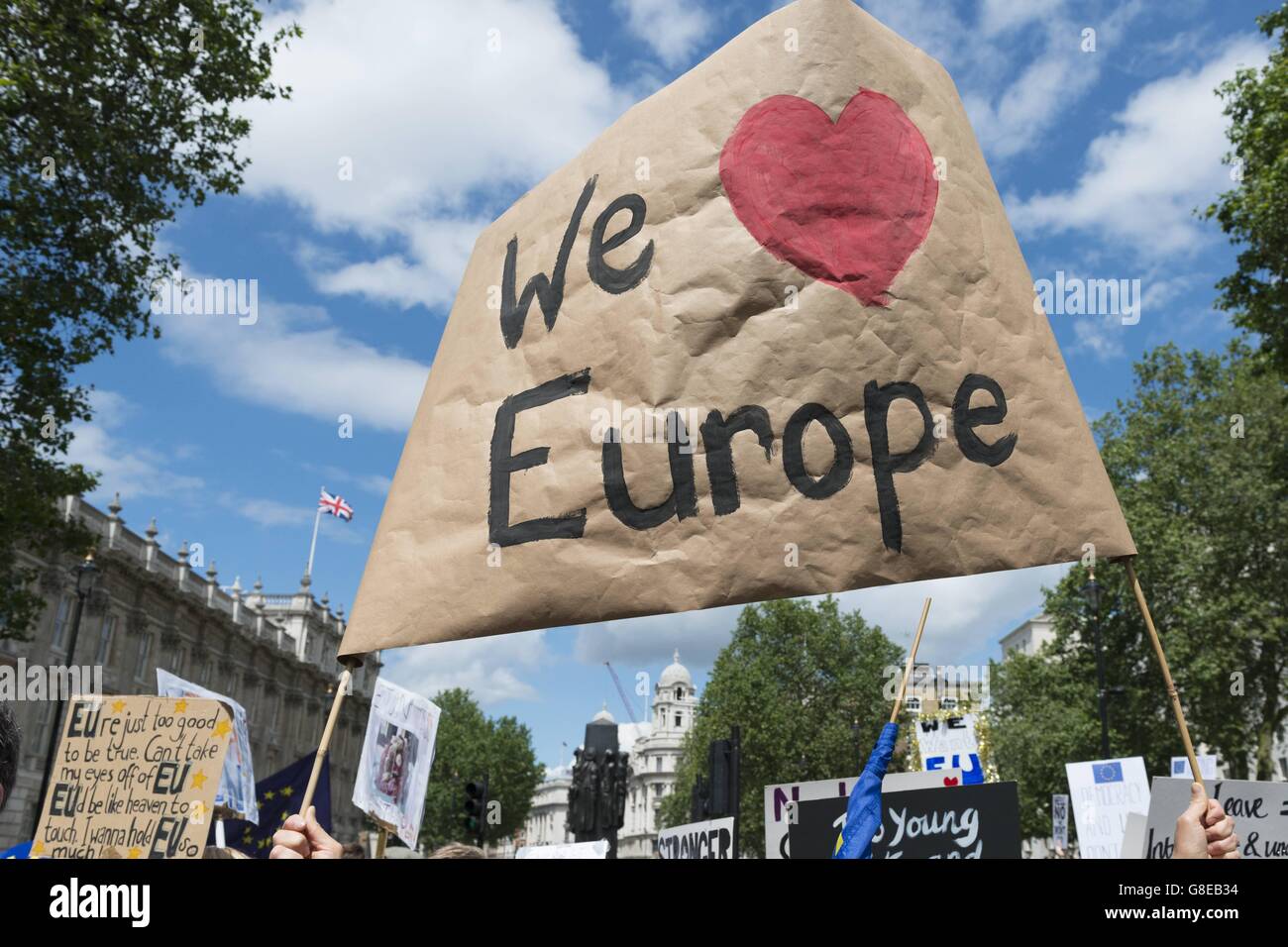 Teilnehmer, die an den Marsch für Europa in London am 2. Juli 2016 teilgenommen. | weltweite Nutzung Stockfoto