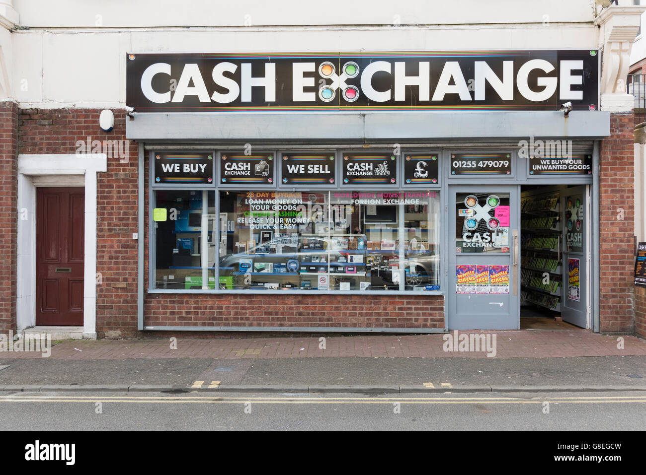 Die Cash Austausch Pfandhaus Makler in Clacton UK Stockfoto