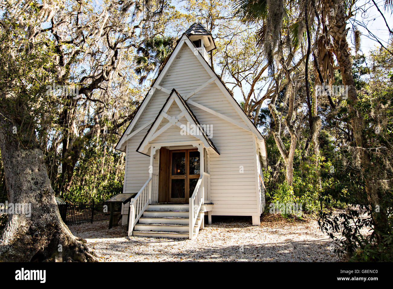 Kapelle am historischen spanischen Punkt Osprey, Florida Stockfoto