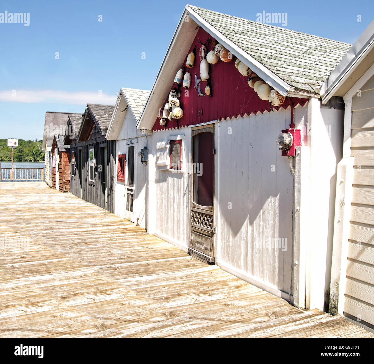 Canadaigua, New York historischen Bootshäusern am Canadaigua See in der Finger Lakes Stockfoto Canadaigua, New York historischen Bootshäusern am Canadaigua See in der Finger Lakes Stockfoto