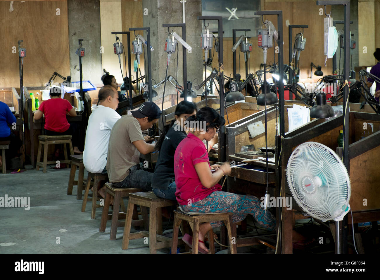 Schmucksachefabrik in Bali Stockfoto
