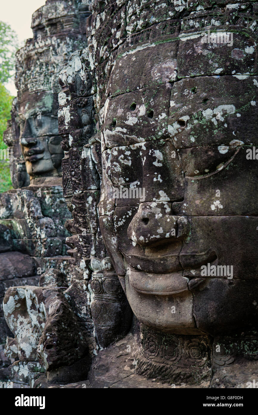 Buddha steht, Bayon Tempel, Angkor, Kambodscha Stockfoto