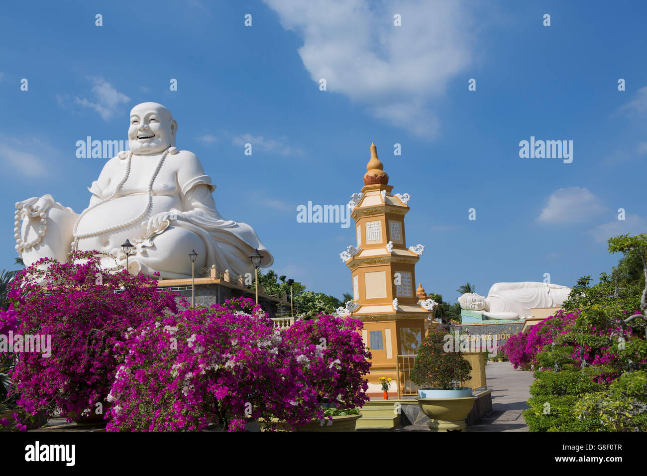 Bo Dai (Budai) Maitreya Statue am Vĩnh Tràng Tempel in Mỹ Hóa Dorf, My Tho, Bảo Định Kanal, My Phong, Mekong, Delta, Vietnam, Asien Stockfoto