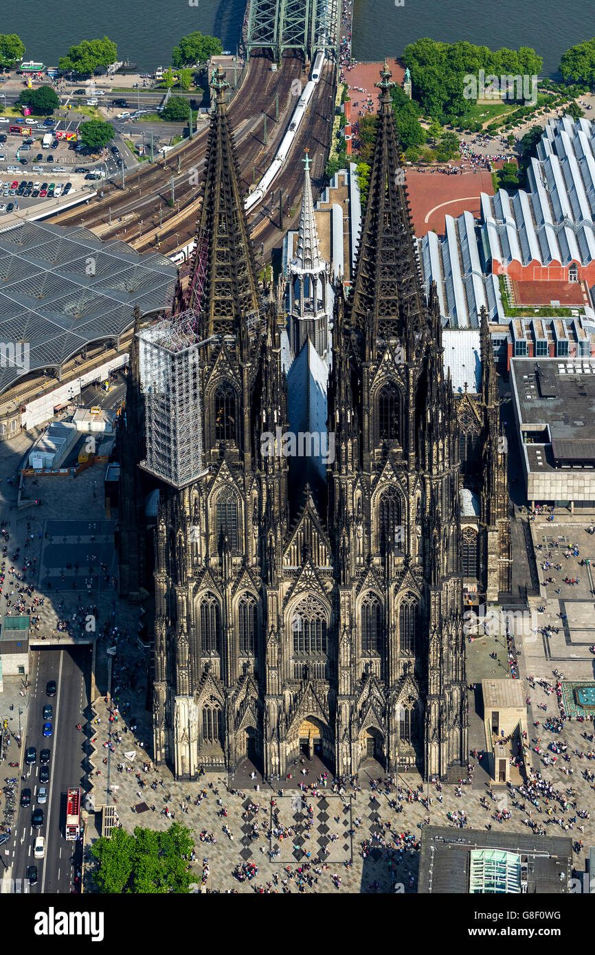 Luftaufnahme, Kölner Dom mit Kuppel, Köln, Rheinland, Nord Rhein Westfalen, Deutschland, Nord Rhein Westfalen, Deutschland, Stockfoto