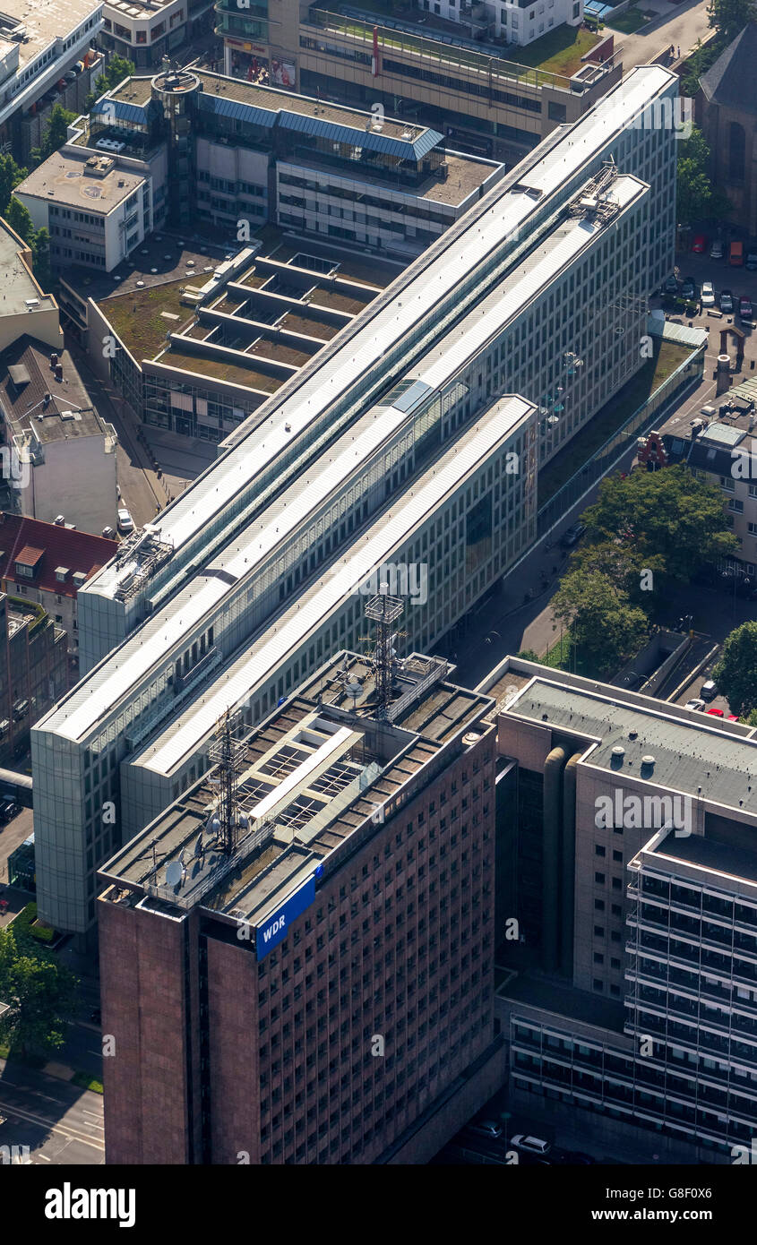 Luftaufnahme, WDR, Westdeutscher Rundfunk vier Rad-Haus des Senders im Herzen von Köln, Radiosender, TV Stockfoto