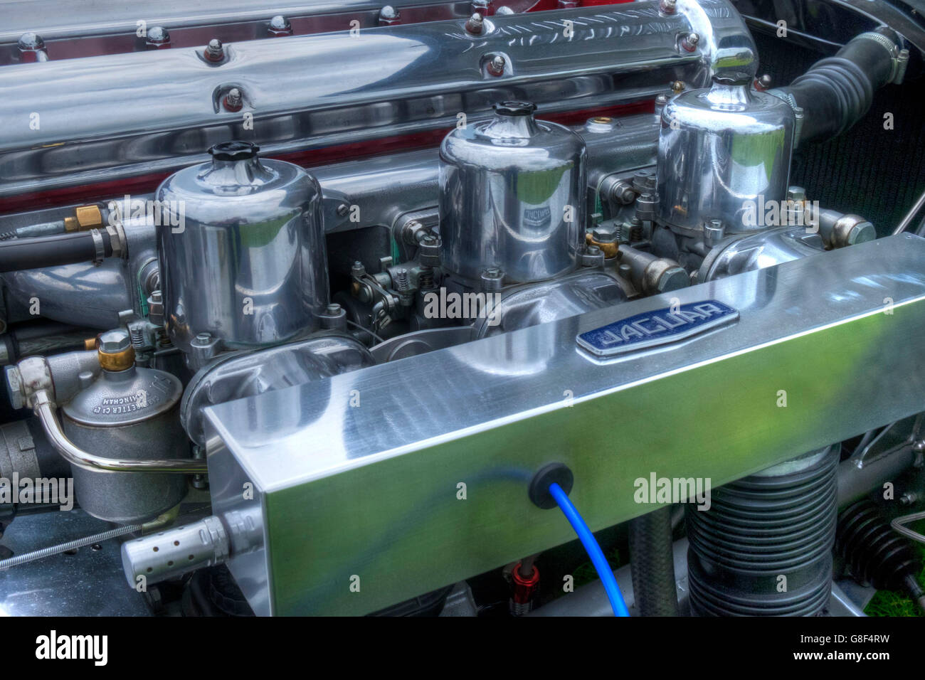 Nahaufnahme von einem Jaguar CType Motor Stockfotografie Alamy