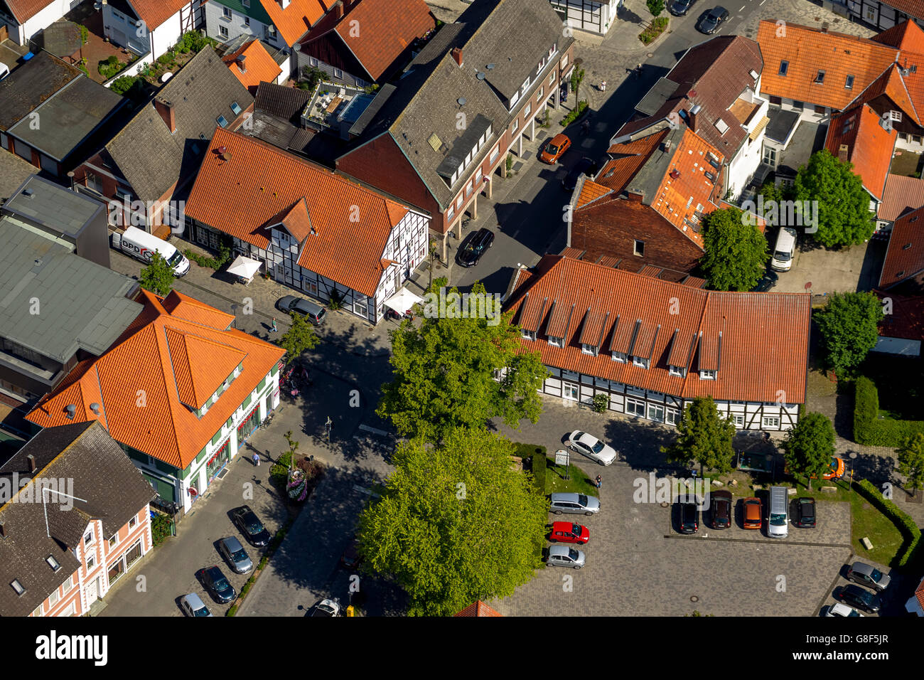 Luftaufnahme, South Gate House Riet Street, Rietberg, Ostwestfalen, Nord Rhein Westfalen, Deutschland, Europa, Luftbild, Stockfoto