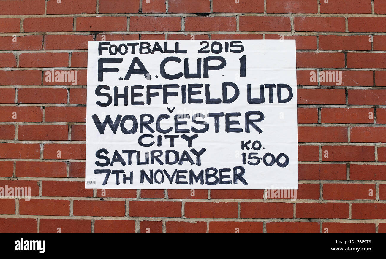 Fußball - Emirates-FA-Cup - erste Runde - Sheffield United V Worcester City - Bramall Lane Stockfoto
