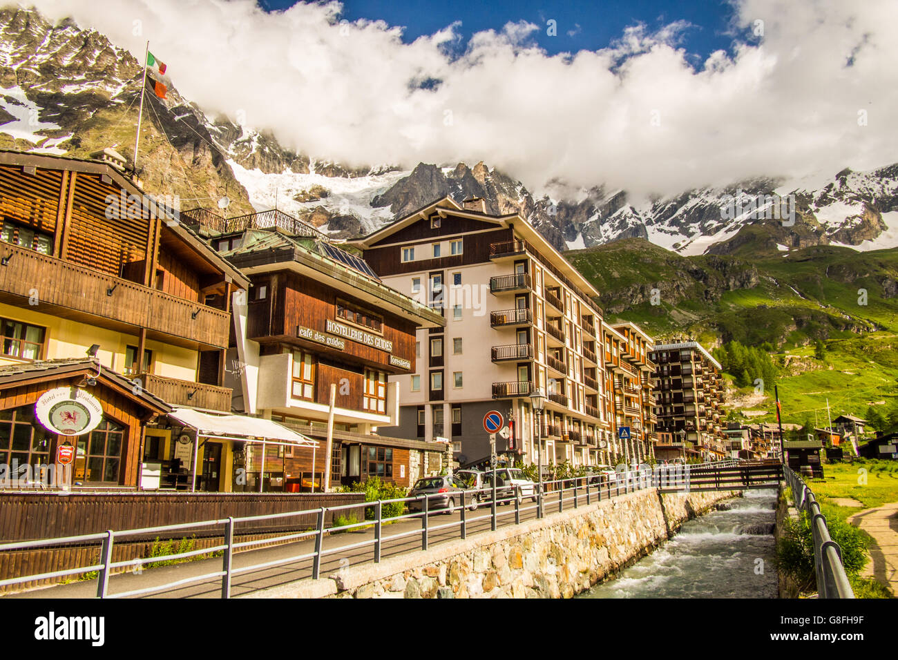 Die Stadt von Breuil-Cervinia, Aostatal, Italien. Stockfoto