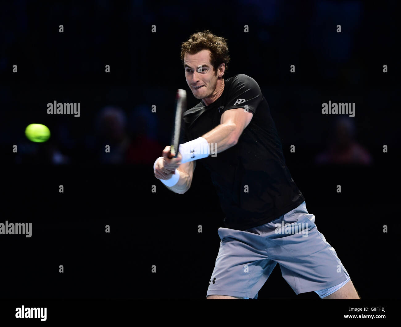 Andy Murray während des sechsten Tages der ATP World Tour Finals in der O2 Arena, London. DRÜCKEN SIE „ASSOCIATION Photo“. Bilddatum: Freitag, 20. November 2015. Siehe PA Geschichte TENNIS London. Bildnachweis sollte lauten: Adam Davy/PA Wire. Stockfoto