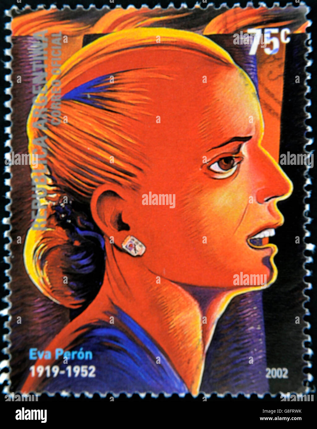 Argentinien - ca. 2002: eine Briefmarken gedruckt in Argentinien zeigt Evita Peron, ca. 2002 Stockfoto