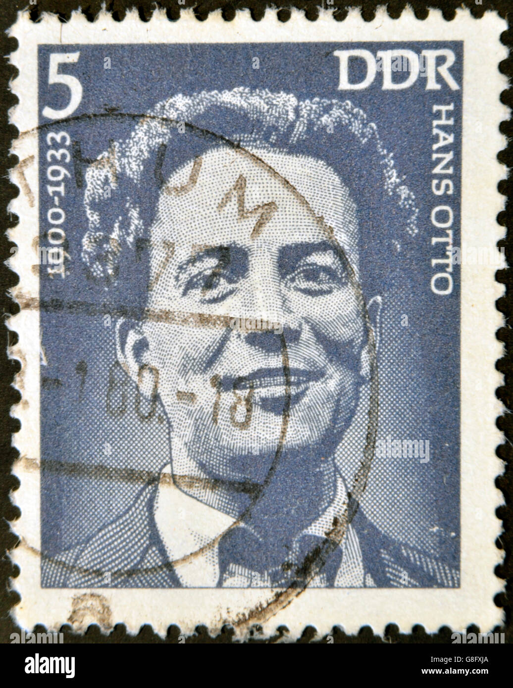 Deutschland - ca. 1975: Eine Briefmarke gedruckt in DDR (Ostdeutschland) zeigt Hans Otto, ca. 1975 Stockfoto
