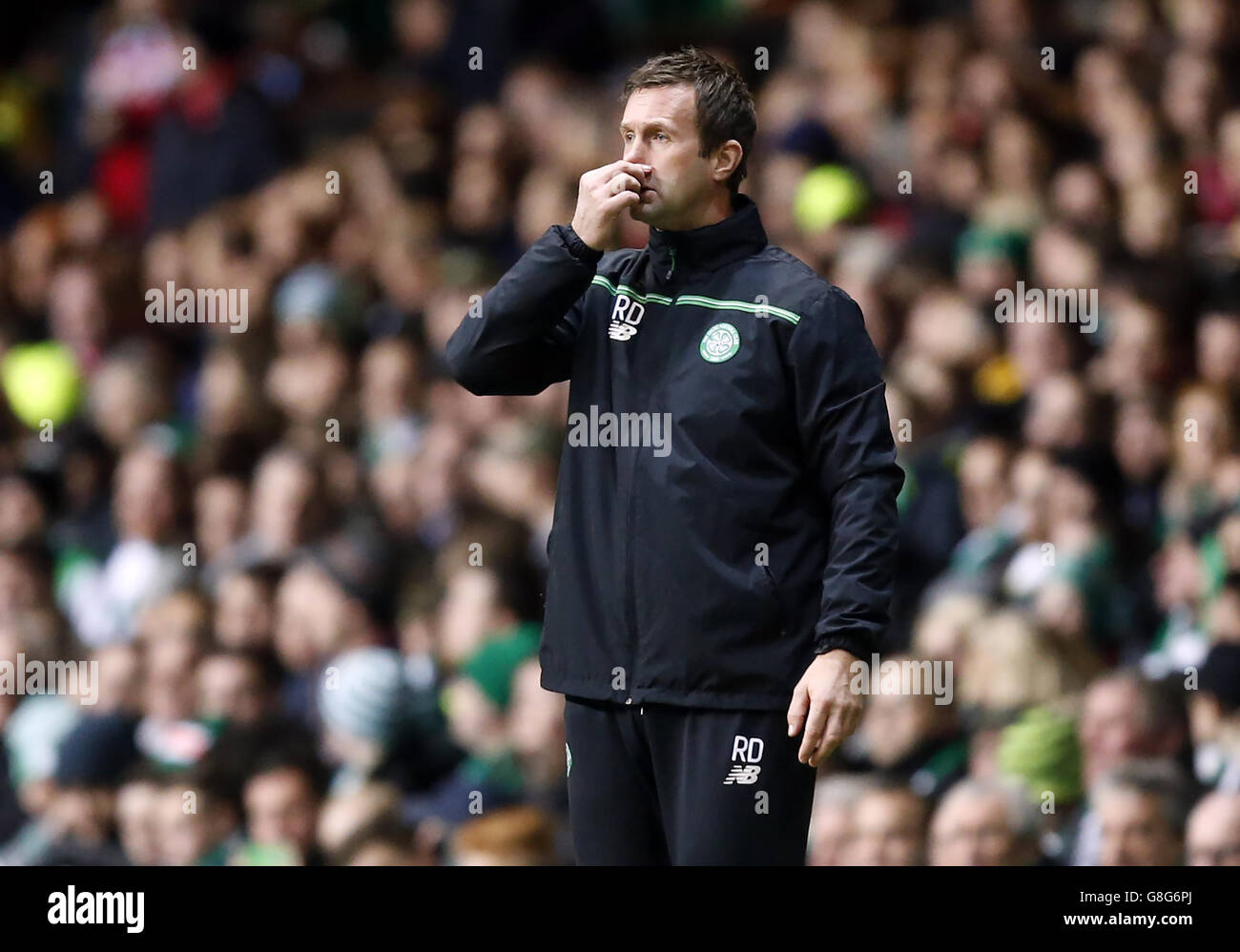 Celtic Manager Ronny Deila beim Spiel der UEFA Europa League im Celtic Park, Glasgow. Stockfoto