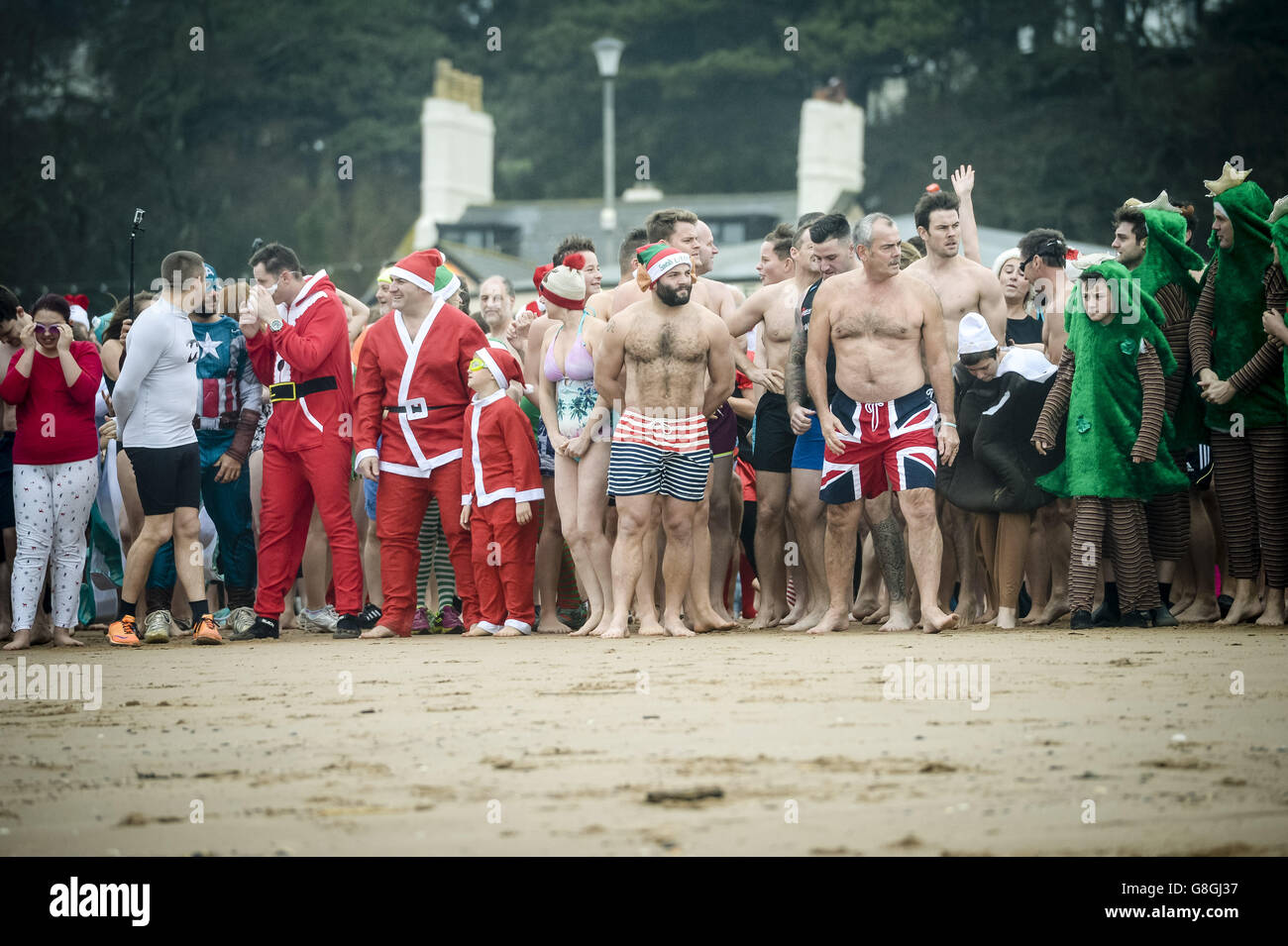 Weihnachtstag schwimmen - Exmouth Stockfoto