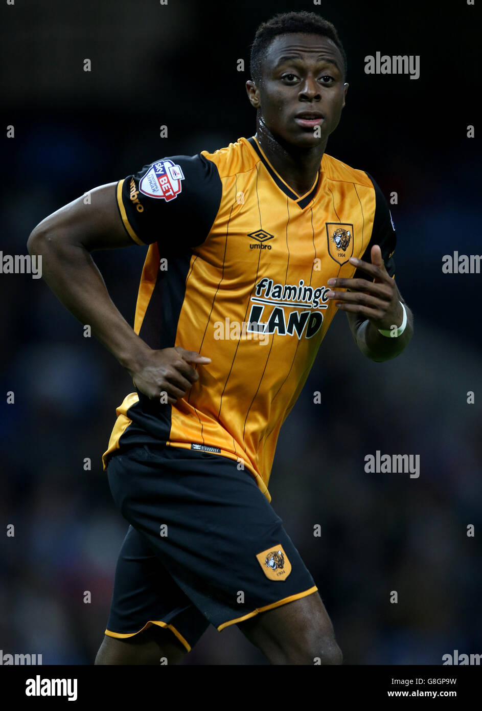 Manchester City gegen Hull City - Capital One Cup - Viertelfinale - Etihad Stadium. Moses Odubajo von Hull City Stockfoto