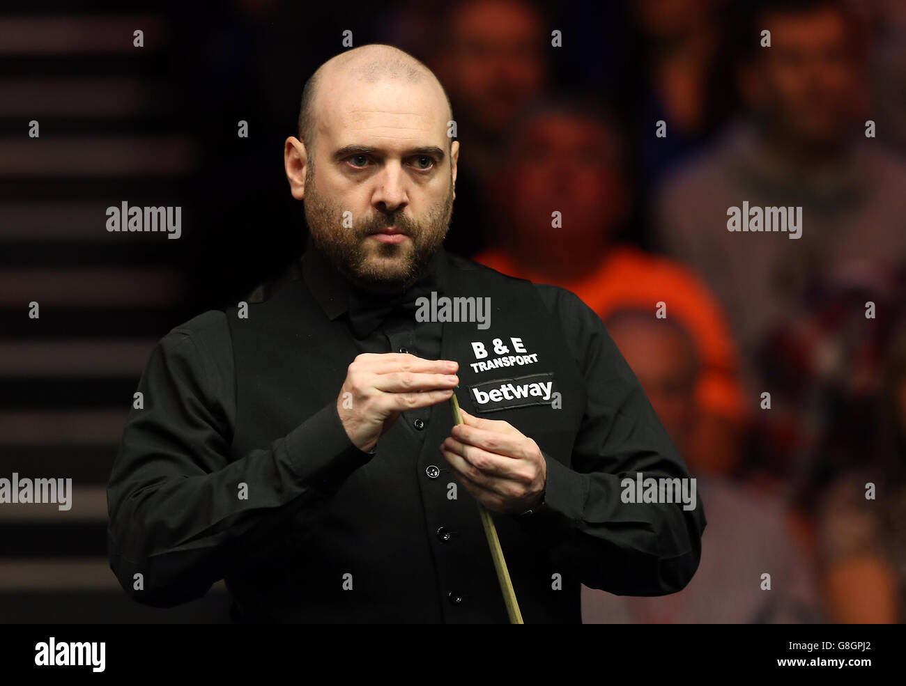 Betway UK Snooker Championship - Tag neun - York Barbican. Jamie Burnett im Einsatz gegen John Higgins am 9. Tag der 2015 Betway UK Snooker Championship beim York Barbican, York. Stockfoto