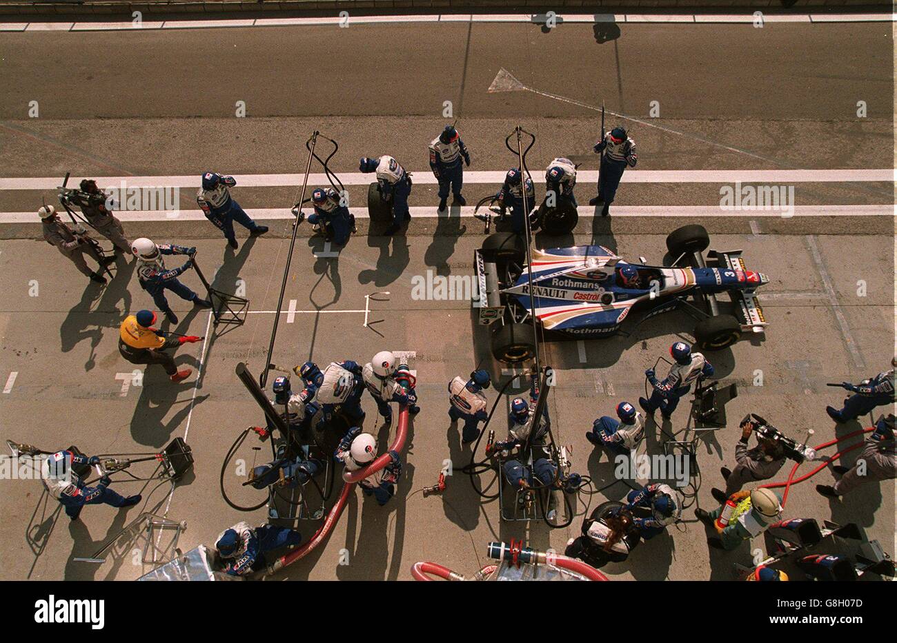 Motorsport -Großer Preis Von Ungarn. Boxenstopp von Jacques Villeneuve Stockfoto