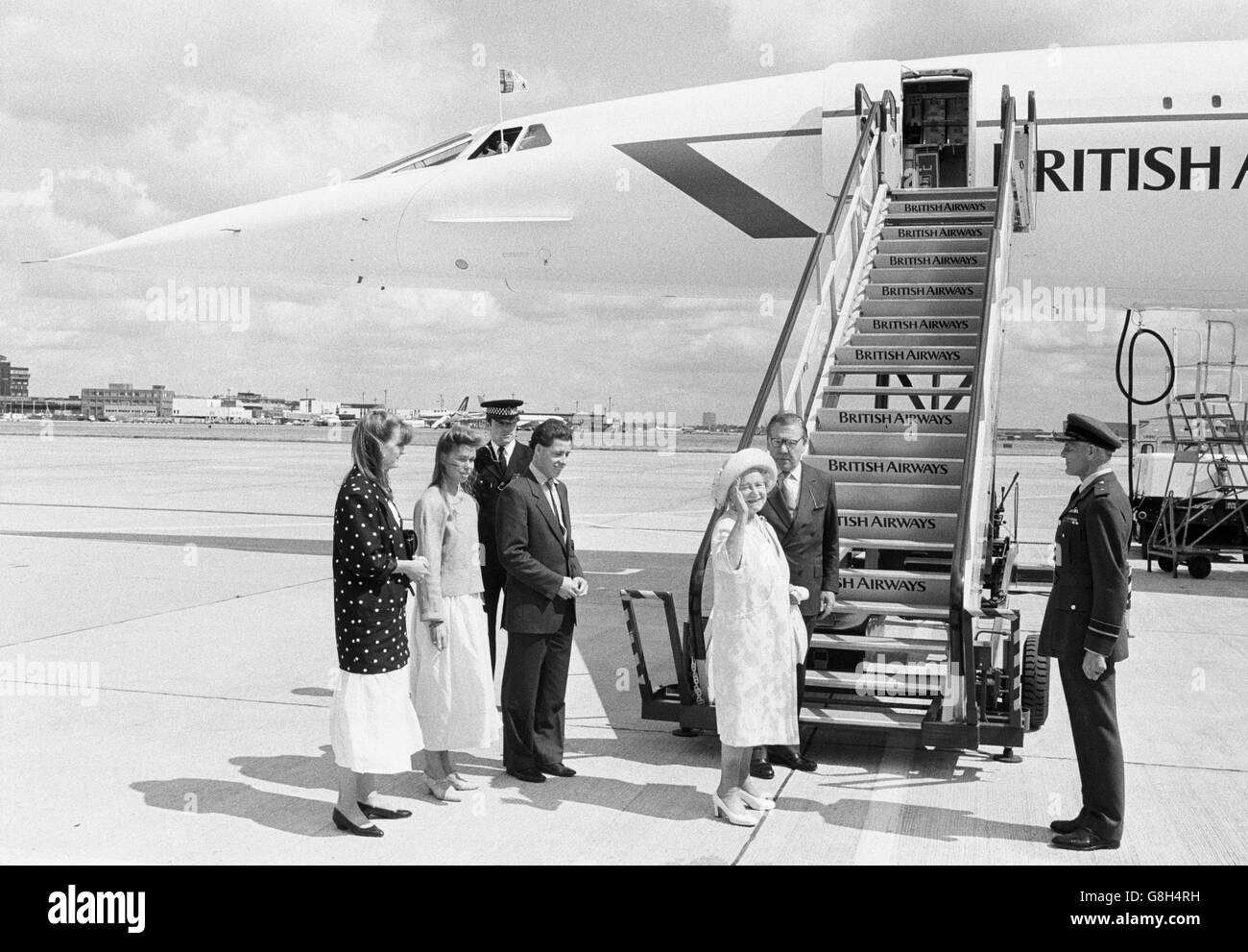 Königinmutter Concorde Flug Stockfoto
