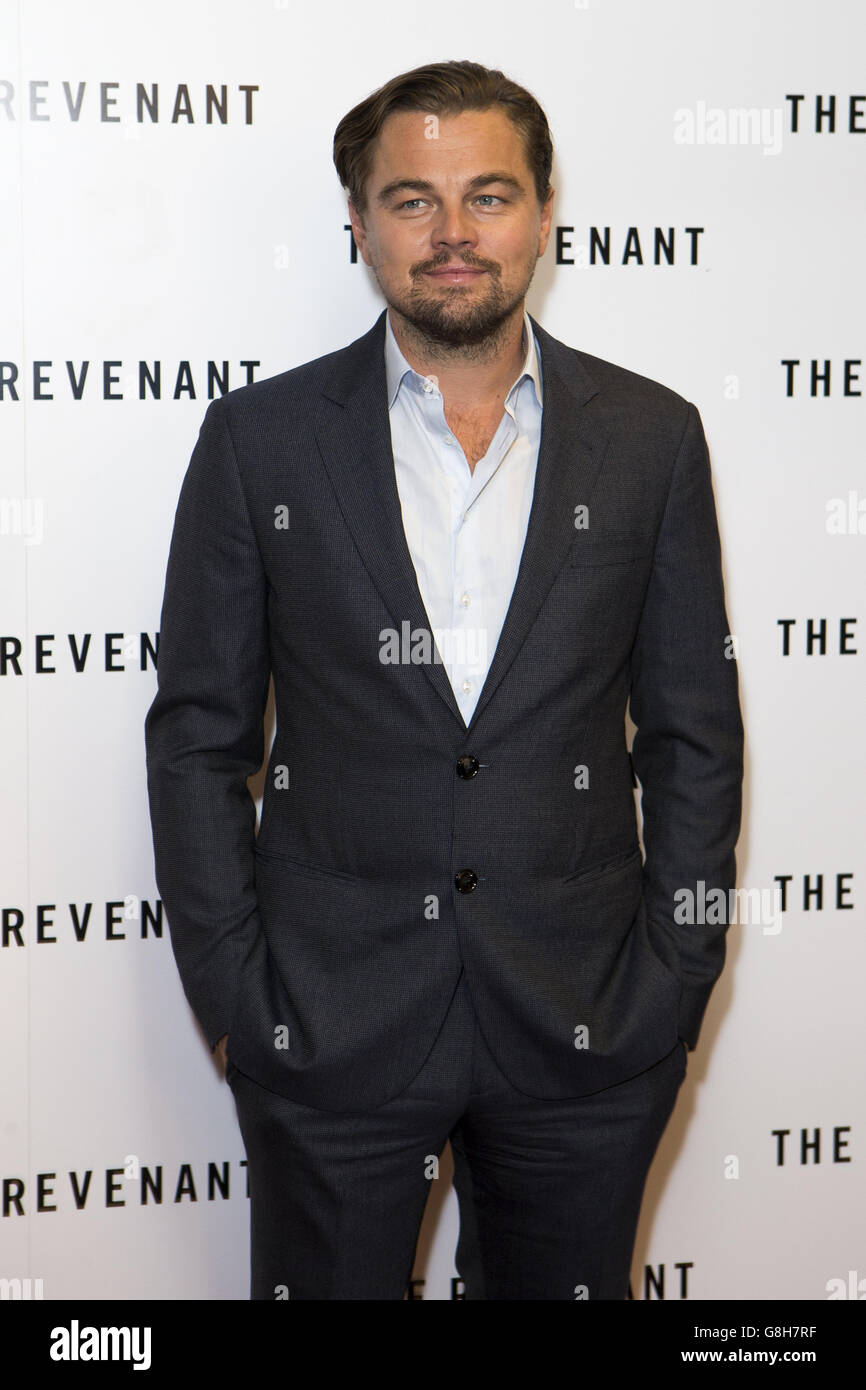 Leonardo DiCaprio nimmt an einem Photo-Call im Empire Cinema, Leicester Square, London, vor der BAFTA-Vorführung von The Revenant Teil. Stockfoto