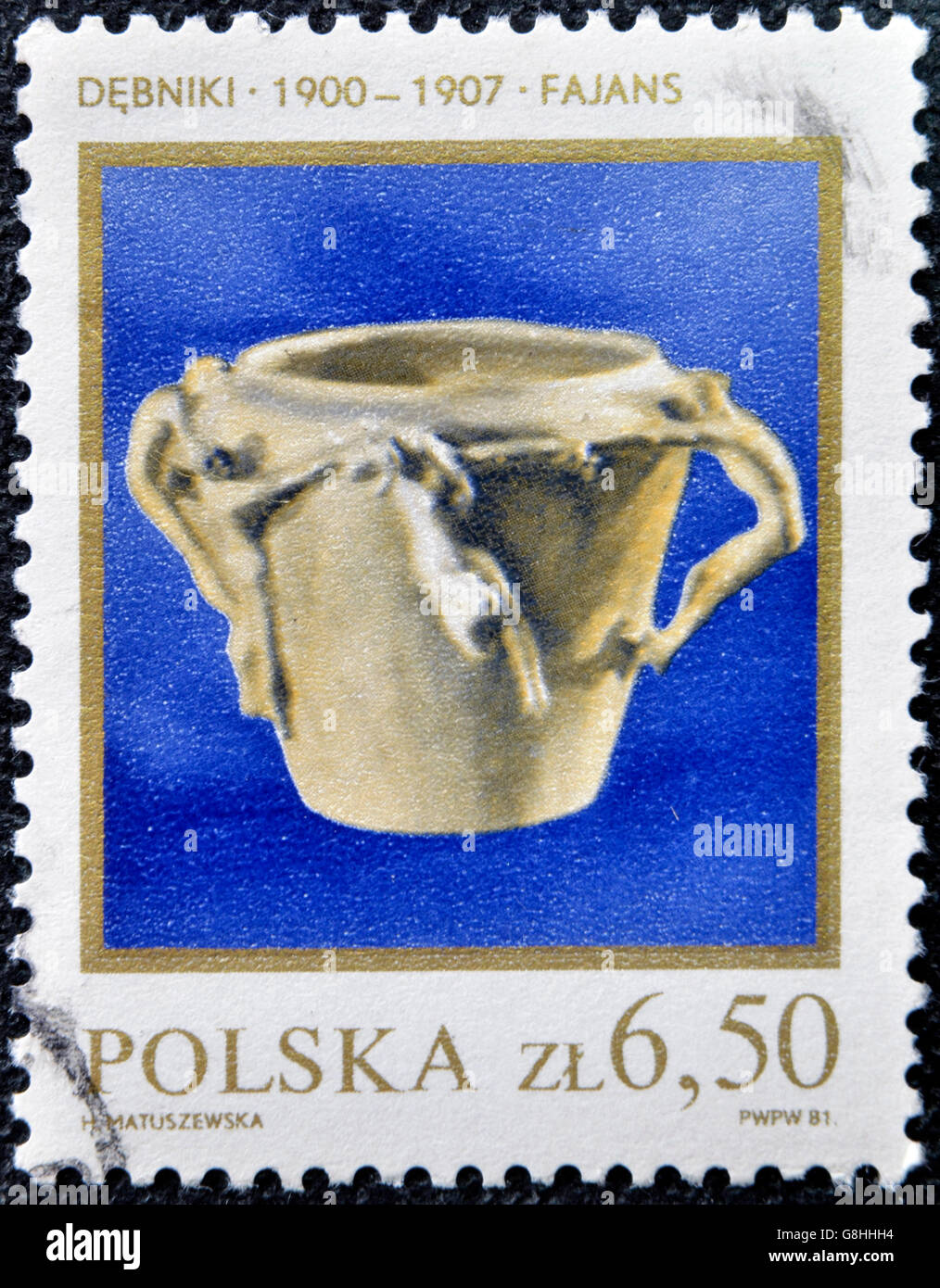 Polen - ca. 1981: Eine Briefmarke gedruckt in Polen zeigt Bunzlauer Keramik, ca. 1981 Stockfoto