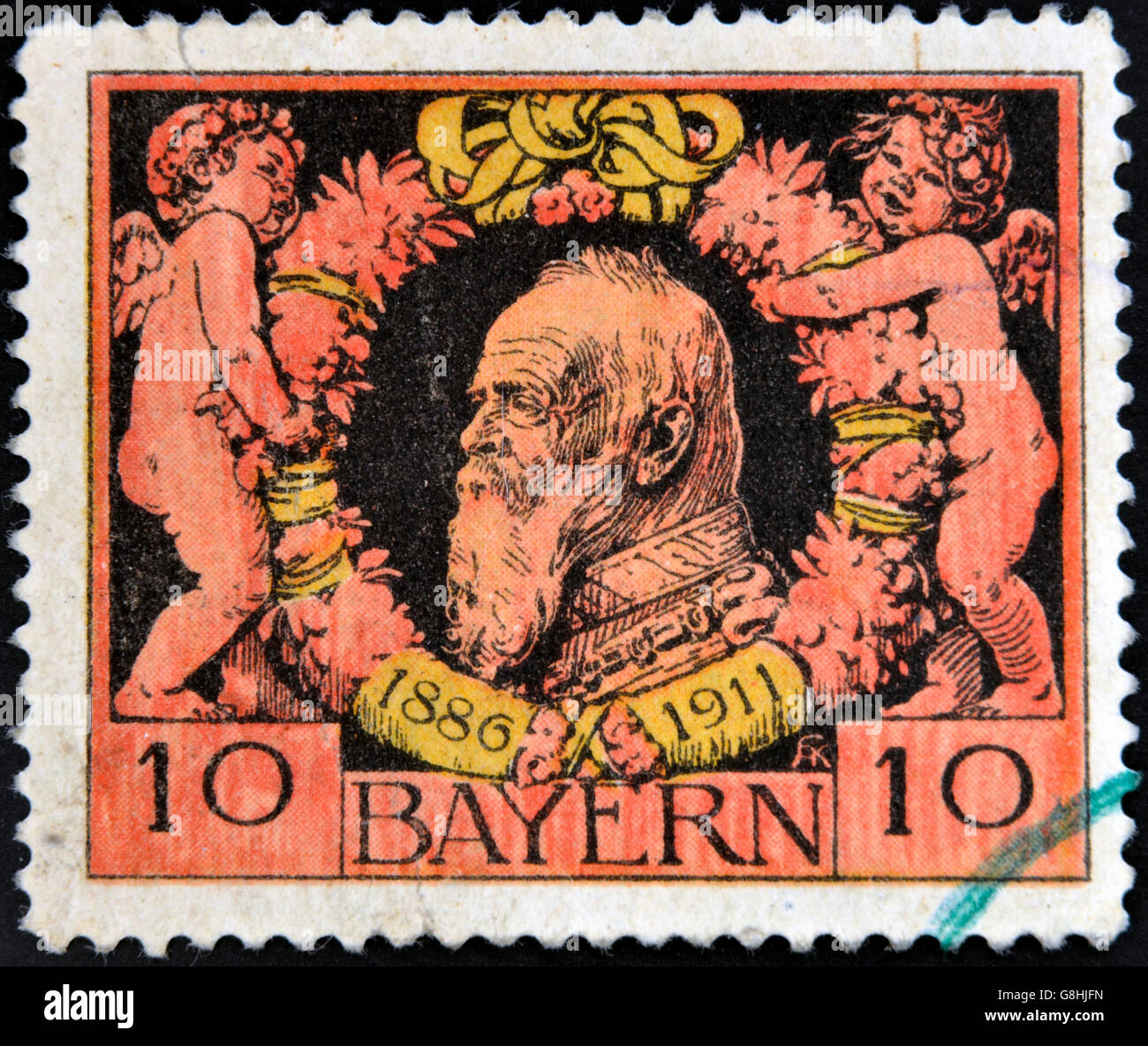 Deutschland - ca. 1911: Eine Briefmarke gedruckt in Bayern zeigt Prinzregent Luitpold von Bayern, ca. 1911 Stockfoto