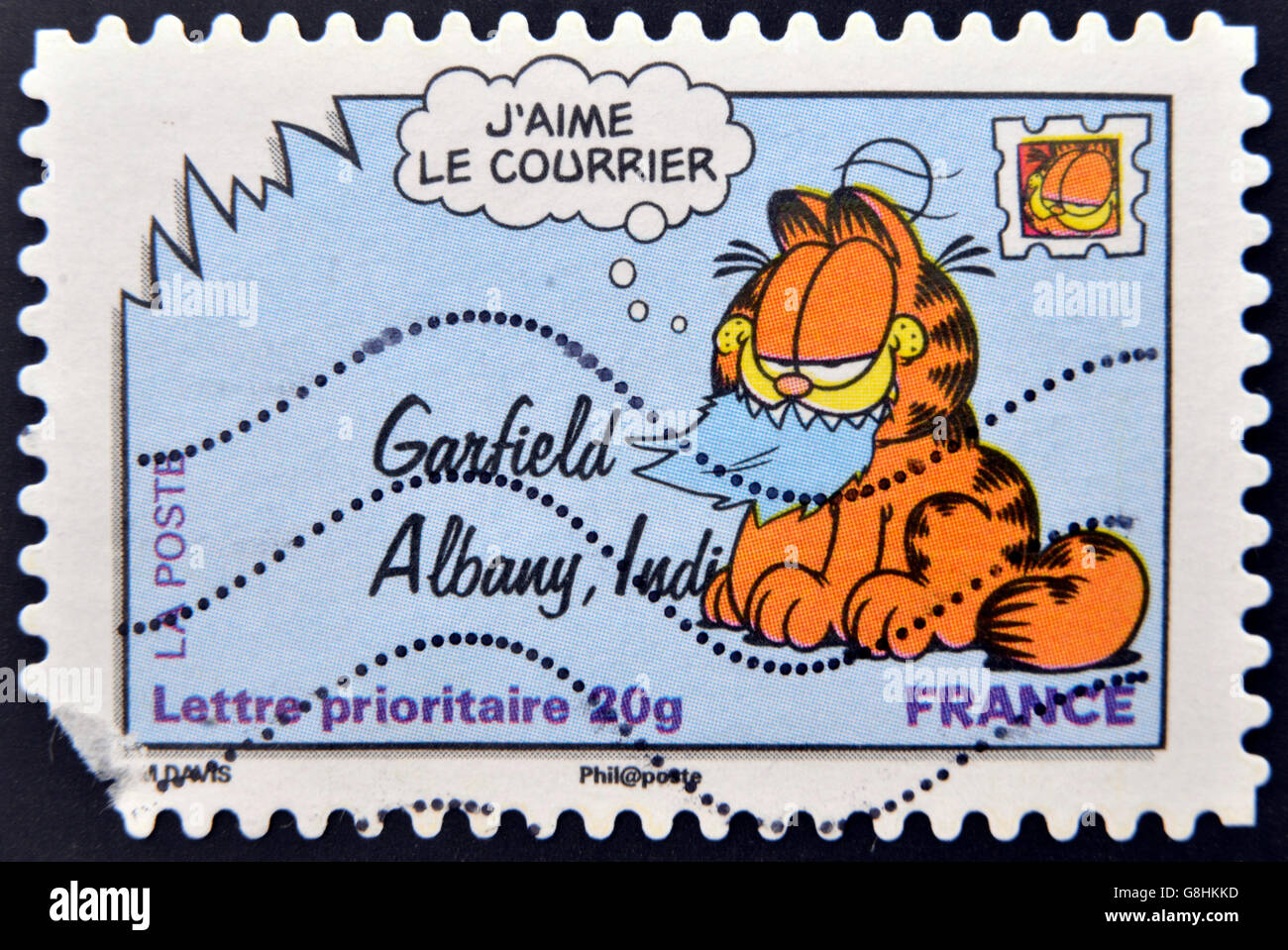 Frankreich - CIRCA 2008: Eine Briefmarke gedruckt in Frankreich zeigt Garfield, ca. 2008 Stockfoto