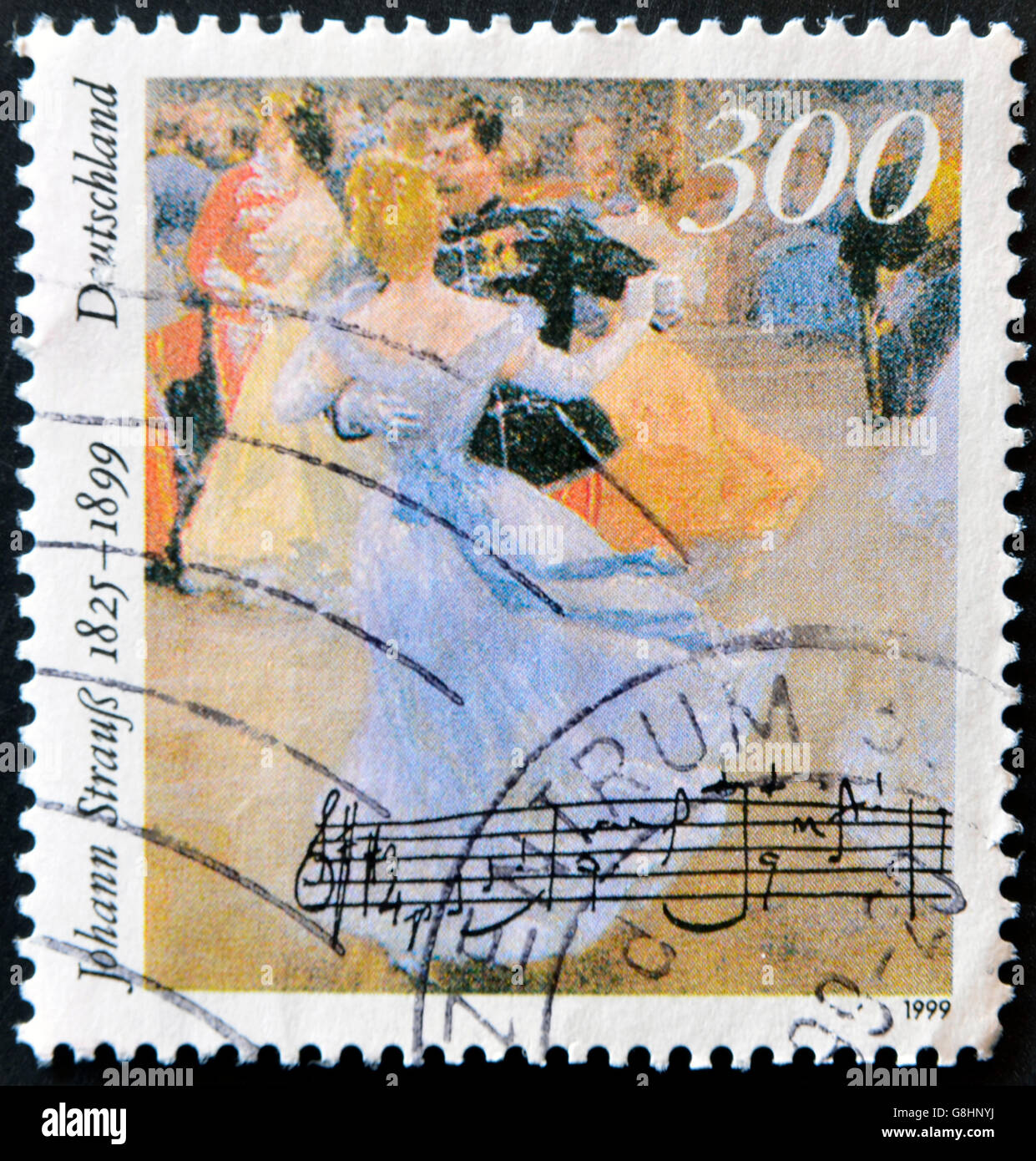 Deutschland - CIRCA 1999: Briefmarke gedruckt durch Deutschland, Johann Strauss, circa 1999 zeigt. Stockfoto