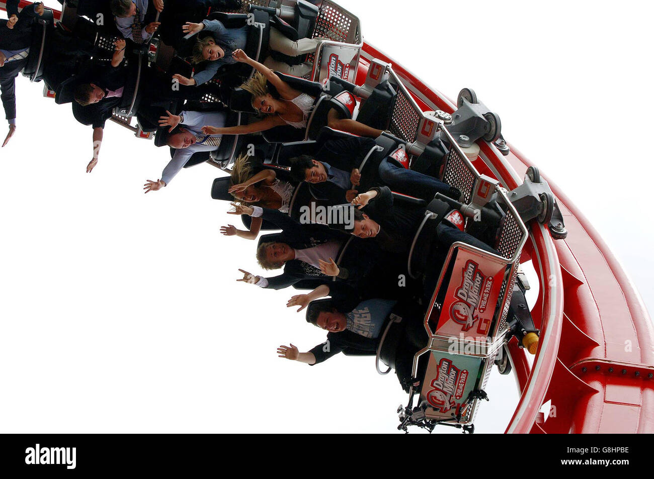 3 Million Rollercoaster G Force, die erste Fahrt auf der Welt, die ein revolutionäres Hüftrückhaltesystem für Adrenalin-Junkies aller Größen verwendet. Stockfoto