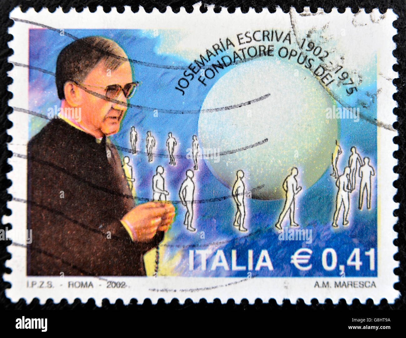 Italien - ca. 2002: Eine Briefmarke gedruckt in Italien zeigt Jose Maria Escrivá de Balaguer, Gründer des Opus Dei, ca. 2002 Stockfoto